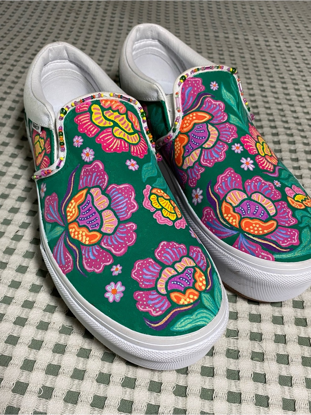 Custom Hand-Painted Vans Slip-On Platform Sneakers– Vibrant Wearable Art